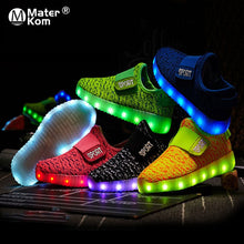 Load image into Gallery viewer, USB Recharge Glowing Shoes Children&#39;s Hook Loop  Led Luminous Shoes