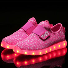 Load image into Gallery viewer, USB Recharge Glowing Shoes Children&#39;s Hook Loop  Led Luminous Shoes