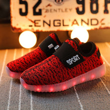 Load image into Gallery viewer, USB Recharge Glowing Shoes Children&#39;s Hook Loop  Led Luminous Shoes