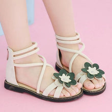 Load image into Gallery viewer, Summer Cute Flower Roman Shoes White Green Pearl Sandals Kids Shoe