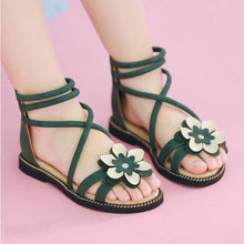 Load image into Gallery viewer, Summer Cute Flower Roman Shoes White Green Pearl Sandals Kids Shoe