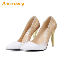Load image into Gallery viewer, 2020 New High thin heels women pumps wedding Bridal shoes 1cm 5.5cm or 8.5cm pointed toe