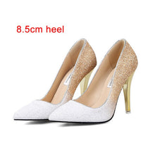Load image into Gallery viewer, 2020 New High thin heels women pumps wedding Bridal shoes 1cm 5.5cm or 8.5cm pointed toe