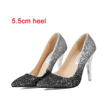 Load image into Gallery viewer, 2020 New High thin heels women pumps wedding Bridal shoes 1cm 5.5cm or 8.5cm pointed toe