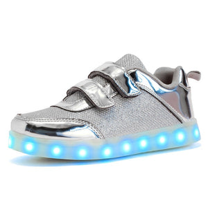 USB Charging Basket Led Children Shoes With Light Up Boys&Girls