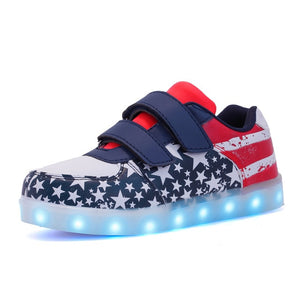 USB Charging Basket Led Children Shoes With Light Up Boys&Girls