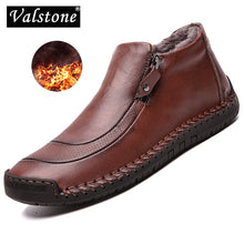 Load image into Gallery viewer, winter Men Casual Leather shoes Plush warm zipper Mid-top boots