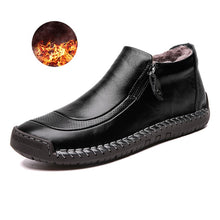 Load image into Gallery viewer, winter Men Casual Leather shoes Plush warm zipper Mid-top boots