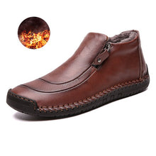 Load image into Gallery viewer, winter Men Casual Leather shoes Plush warm zipper Mid-top boots