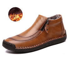 Load image into Gallery viewer, winter Men Casual Leather shoes Plush warm zipper Mid-top boots