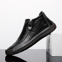 Load image into Gallery viewer, winter Men Casual Leather shoes Plush warm zipper Mid-top boots