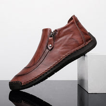 Load image into Gallery viewer, winter Men Casual Leather shoes Plush warm zipper Mid-top boots