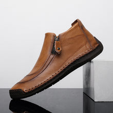 Load image into Gallery viewer, winter Men Casual Leather shoes Plush warm zipper Mid-top boots