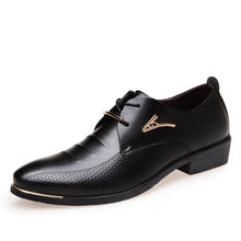 Load image into Gallery viewer, Men&#39;s business leather lacing shoes with pointed toes and low tops fish