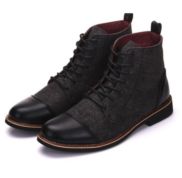 YWEEN Casual Lace Up shoes Booties Oxfords Fashion Leather Boots Men