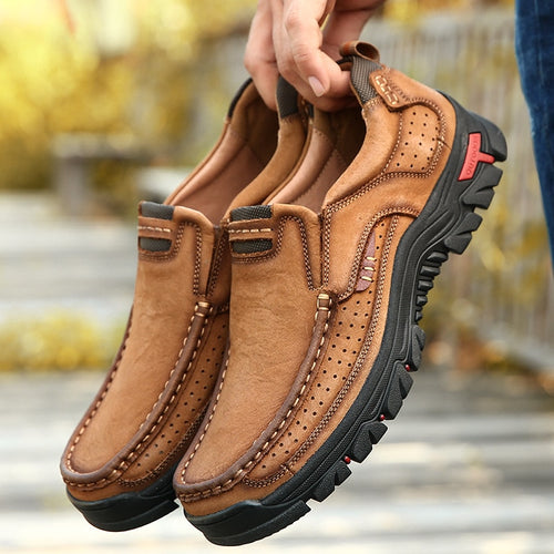 cow leather men brand running shoes genuine leather breathable