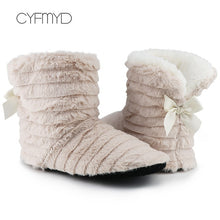 Load image into Gallery viewer, Butterfly Knot Winter Indoor Shoes For Girls Warm Plush Home Slippers Soft size 36-42 Superstar