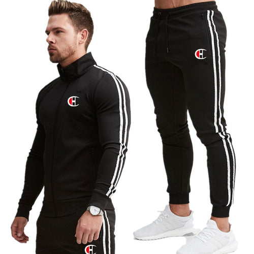2020 New Men Fashion Zipper Tracksuit Sport Suit Men's Set