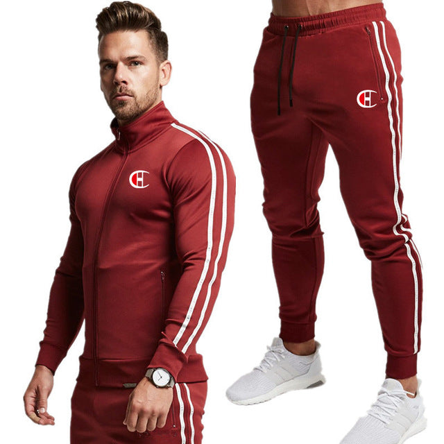 2020 New Men Fashion Zipper Tracksuit Sport Suit Men's Set