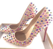 Load image into Gallery viewer, New Glitter Spikes Pink High Heels shoes women 2020 large