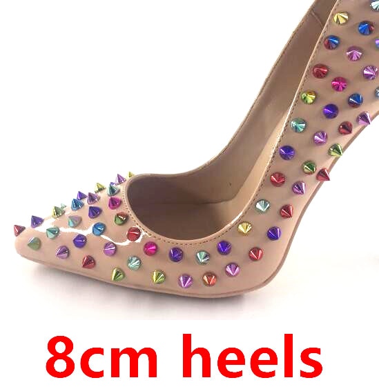 New Glitter Spikes Pink High Heels shoes women 2020 large