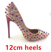 Load image into Gallery viewer, New Glitter Spikes Pink High Heels shoes women 2020 large