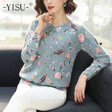 Load image into Gallery viewer, Women 2020  Autumn Winter Sweater Fashion Floral bird pattern Pullover Casual Loose long Sleeves sweater