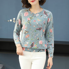 Load image into Gallery viewer, Women 2020  Autumn Winter Sweater Fashion Floral bird pattern Pullover Casual Loose long Sleeves sweater