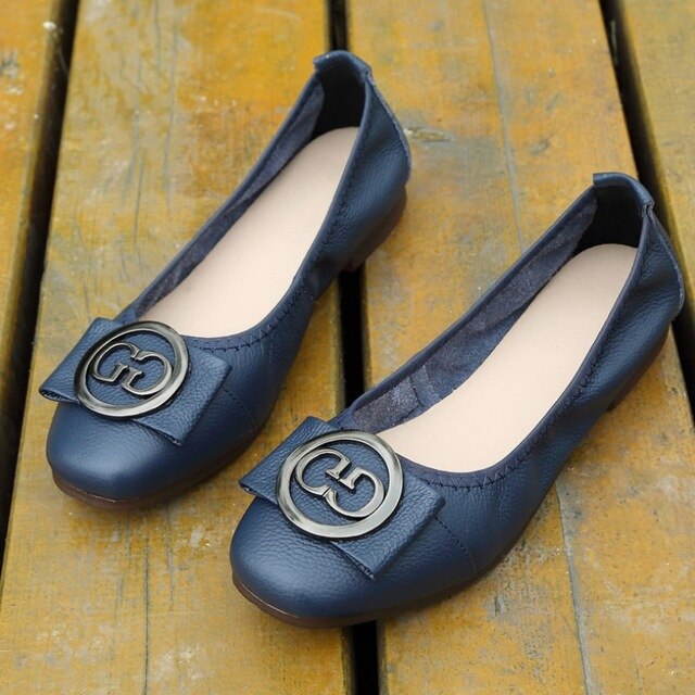 2020 new autumn leather ladies flat soft breathable Non-slip women shoes