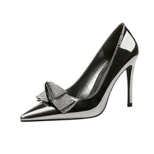 Load image into Gallery viewer, woman wedding slip on pumps luxury high heels  fashion crystal bow shallow