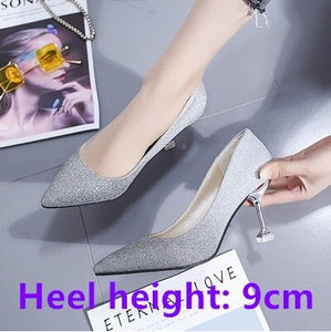 Women Fashion Golden Comfortable on Lady Wedding Party High Heel