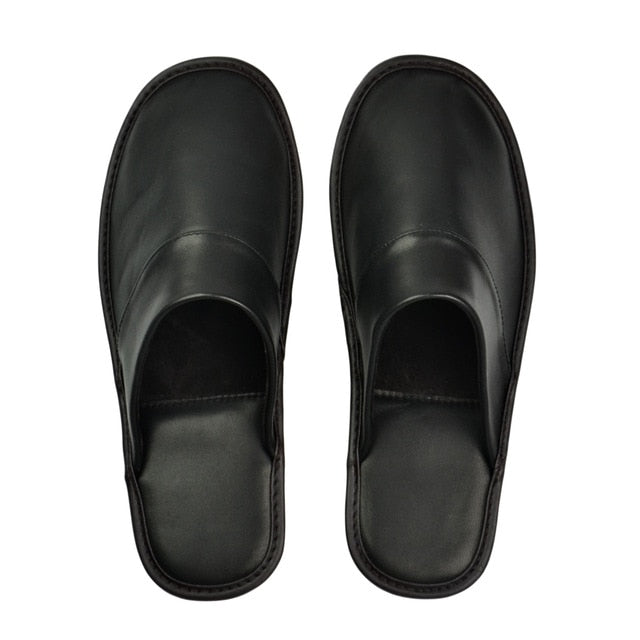 Leather slippers couple indoor non-slip men women home fashion casual shoes