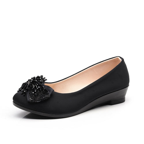 Women Ballet Bow Loafers Women's Pregnant Wedges Shoes