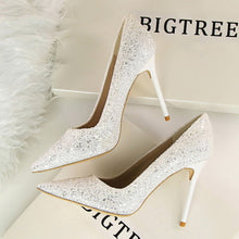 Load image into Gallery viewer, high heels wedding Bling woman pumps red gold silver stiletto