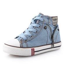 Load image into Gallery viewer, High Help Canvas Shoes Casual Kids Denim Side Zipper Boys Girls Sneakers