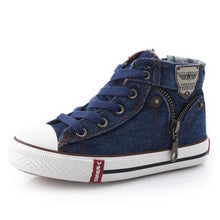 Load image into Gallery viewer, High Help Canvas Shoes Casual Kids Denim Side Zipper Boys Girls Sneakers