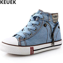 Load image into Gallery viewer, High Help Canvas Shoes Casual Kids Denim Side Zipper Boys Girls Sneakers
