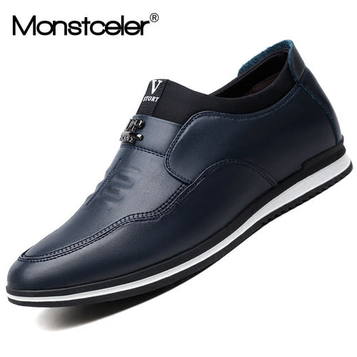Monstceler Fashion Leather Men's Loafers shoes British Style Men Cowhide Shoes Slip On Male Casual Driving Flat Shoes