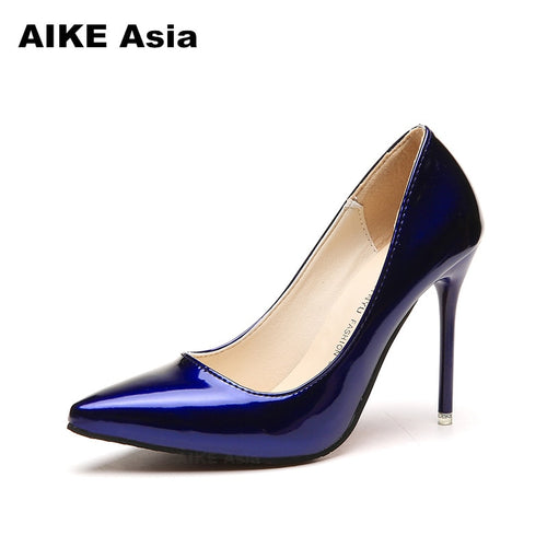 Hot Women Shoes Pointed Toe Pumps Patent Leather Heels