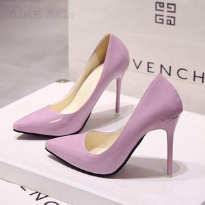 Hot Women Shoes Pointed Toe Pumps Patent Leather Heels