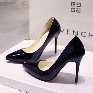 Hot Women Shoes Pointed Toe Pumps Patent Leather Heels