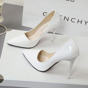Hot Women Shoes Pointed Toe Pumps Patent Leather Heels