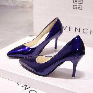 Hot Women Shoes Pointed Toe Pumps Patent Leather Heels