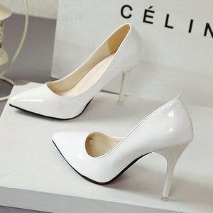Hot Women Shoes Pointed Toe Pumps Patent Leather Heels