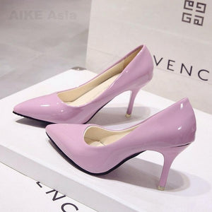 Hot Women Shoes Pointed Toe Pumps Patent Leather Heels