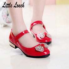 Load image into Gallery viewer, Spring Girls PU Leather Shoes Low Heel Red Black  Autumn Party Stage