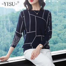 Load image into Gallery viewer, Fashion Women Geometry Print Sweater Autumn winter Pullovers high quality Knitted sweaters