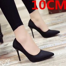 Load image into Gallery viewer, Black Pointed High Heels Stiletto Shallow Mouth Wild Women&#39;s Single Shoes