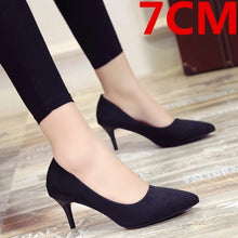 Load image into Gallery viewer, Black Pointed High Heels Stiletto Shallow Mouth Wild Women&#39;s Single Shoes
