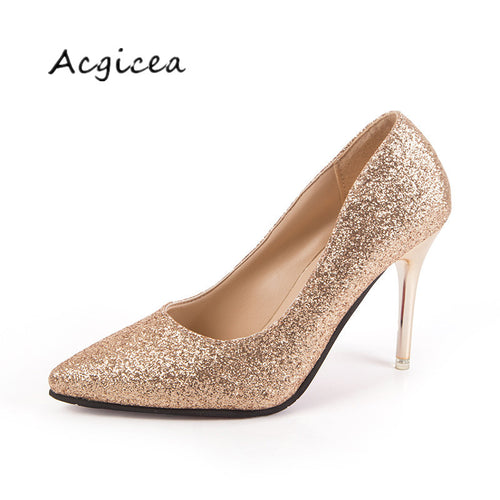 2020 glitter gold high-heeled shoes wedding shoes